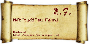 Mátyásy Fanni névjegykártya